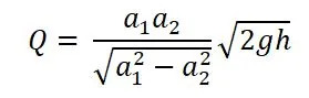 Ideal flow rate of the venturimeter